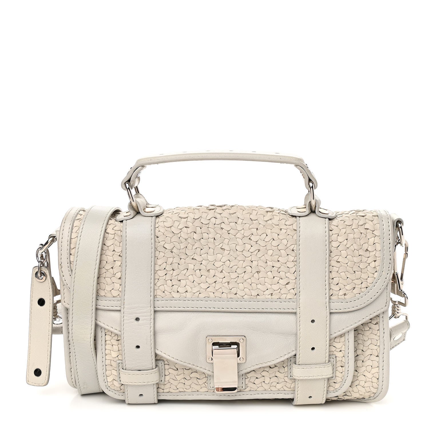 Proenza Schouler Lambskin Woven Tiny PS1 Satchel Ivory 1 of 12