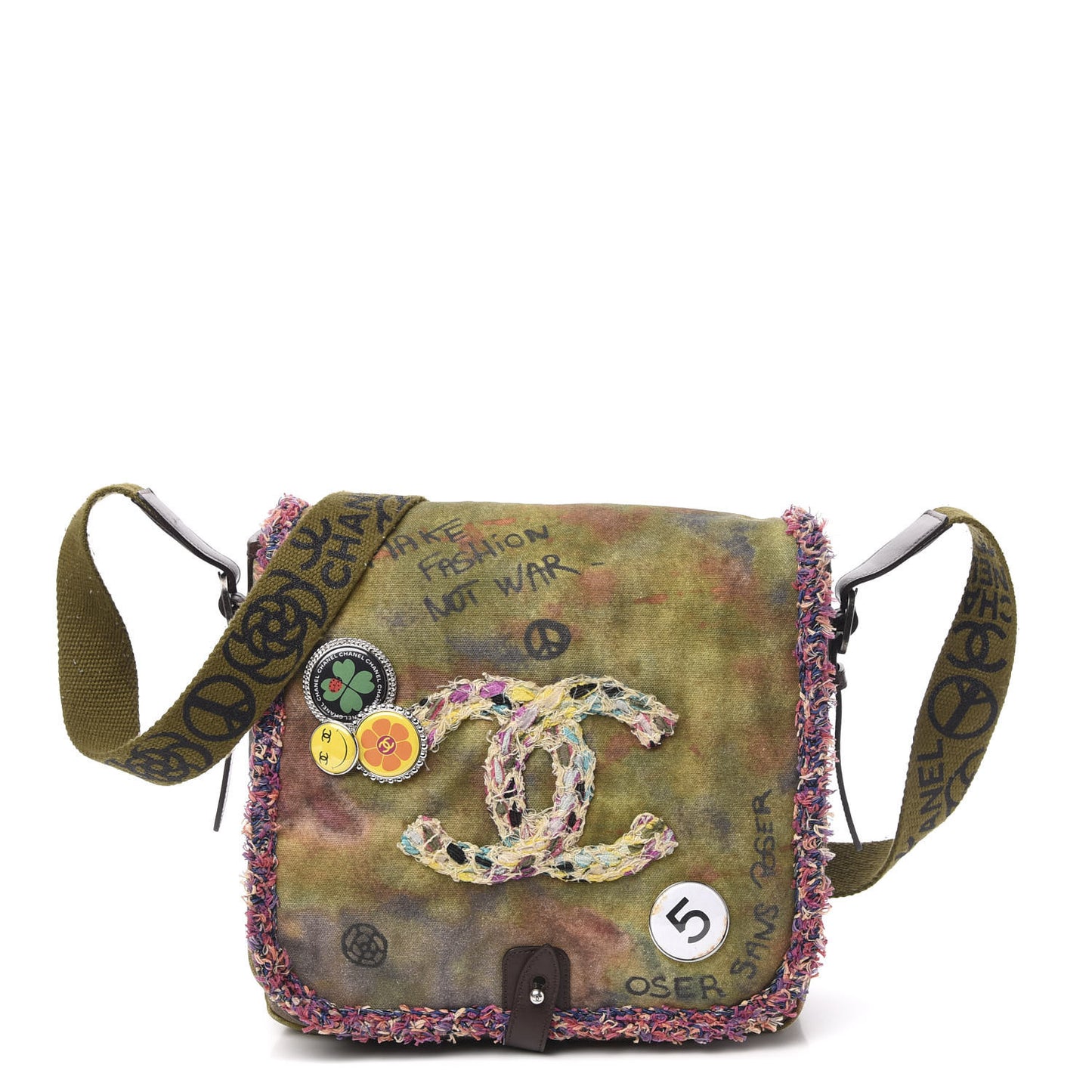 Washed Toile Graffiti On The Pavements Messenger Khaki Multicolor