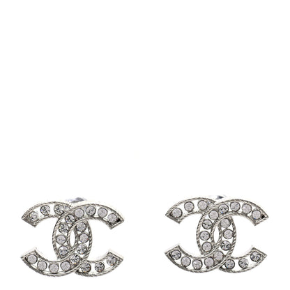 Chanel Crystal CC Earrings Silver 1 of 5