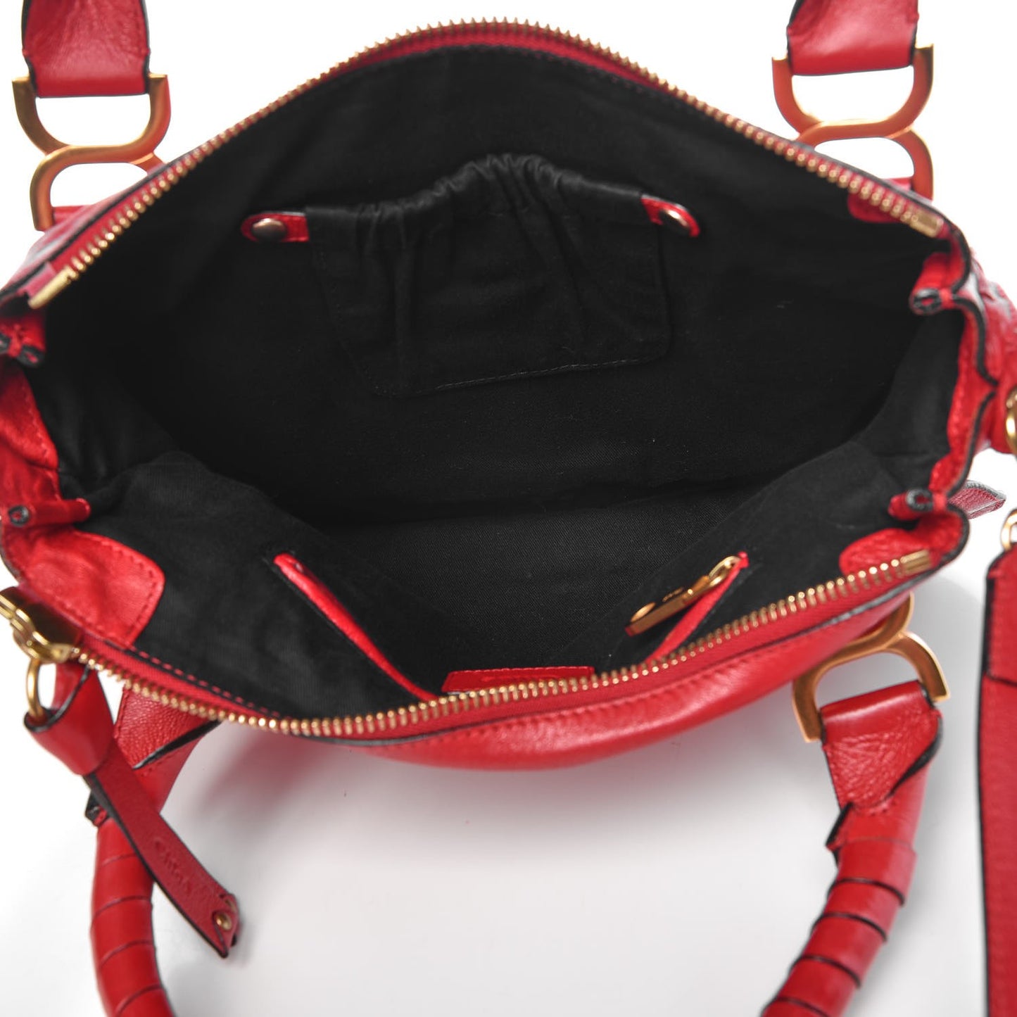 Calfskin Embroidered Medium Marcie Satchel Red
