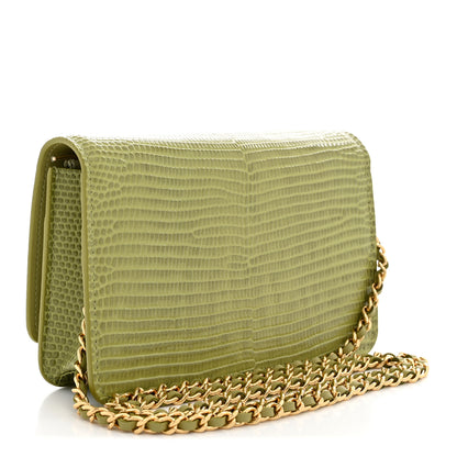 Chanel Lizard Embossed Wallet on Chain WOC Light Green 2 of 10