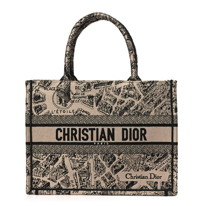 Christian Dior Canvas Embroidered Medium Plan De Paris Book Tote Beige Multi 1 of 10