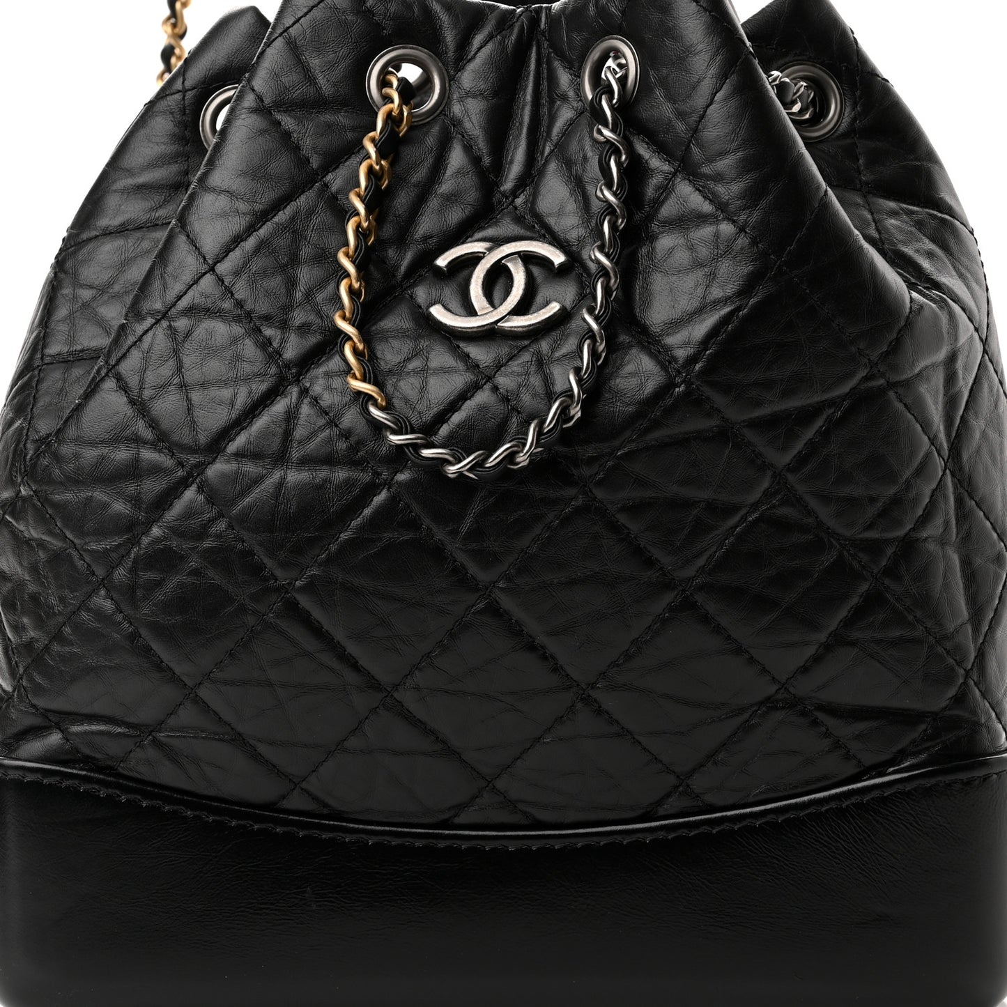 Aged Calfskin Quilted Small Gabrielle Backpack Black