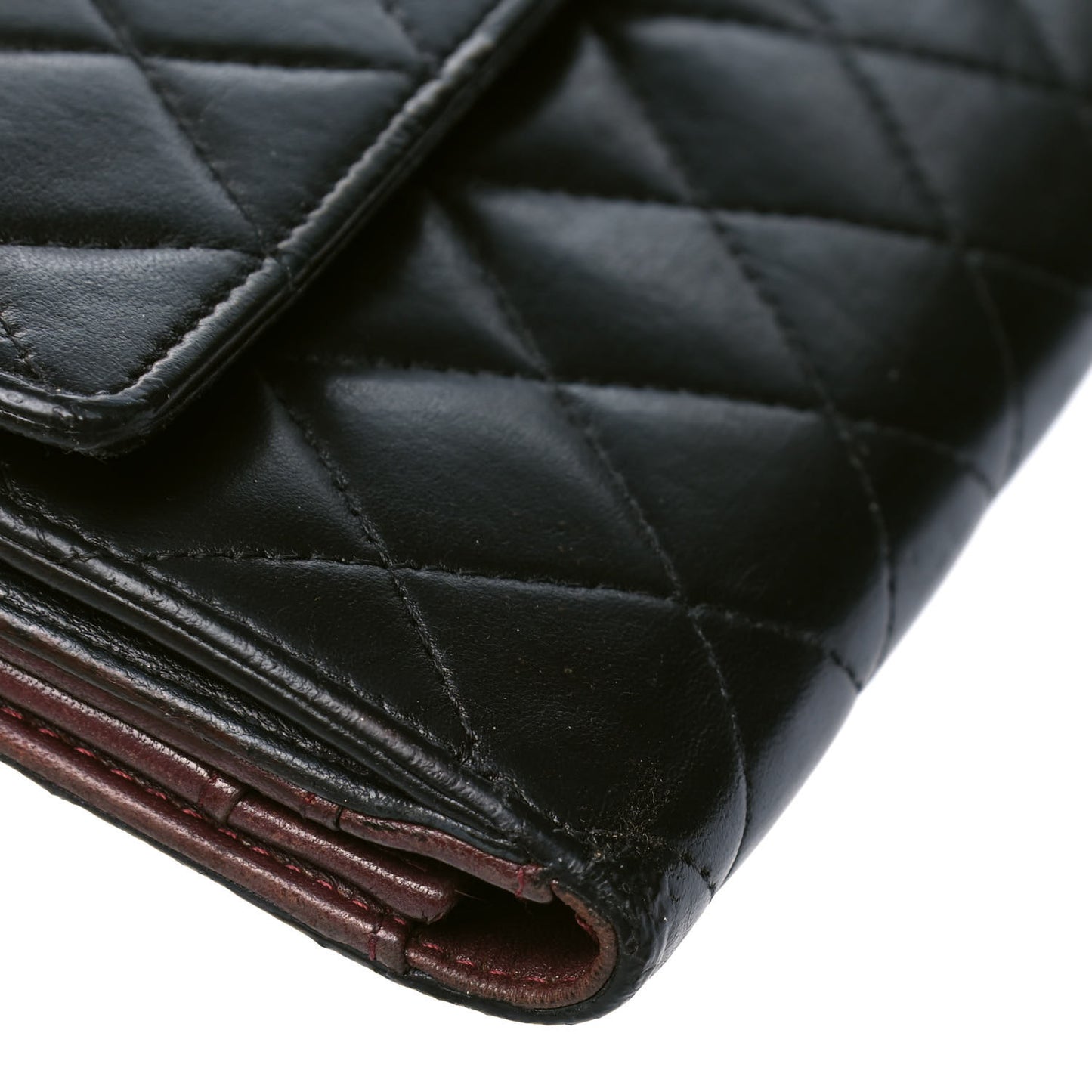 Lambskin Quilted Long Flap Wallet Black