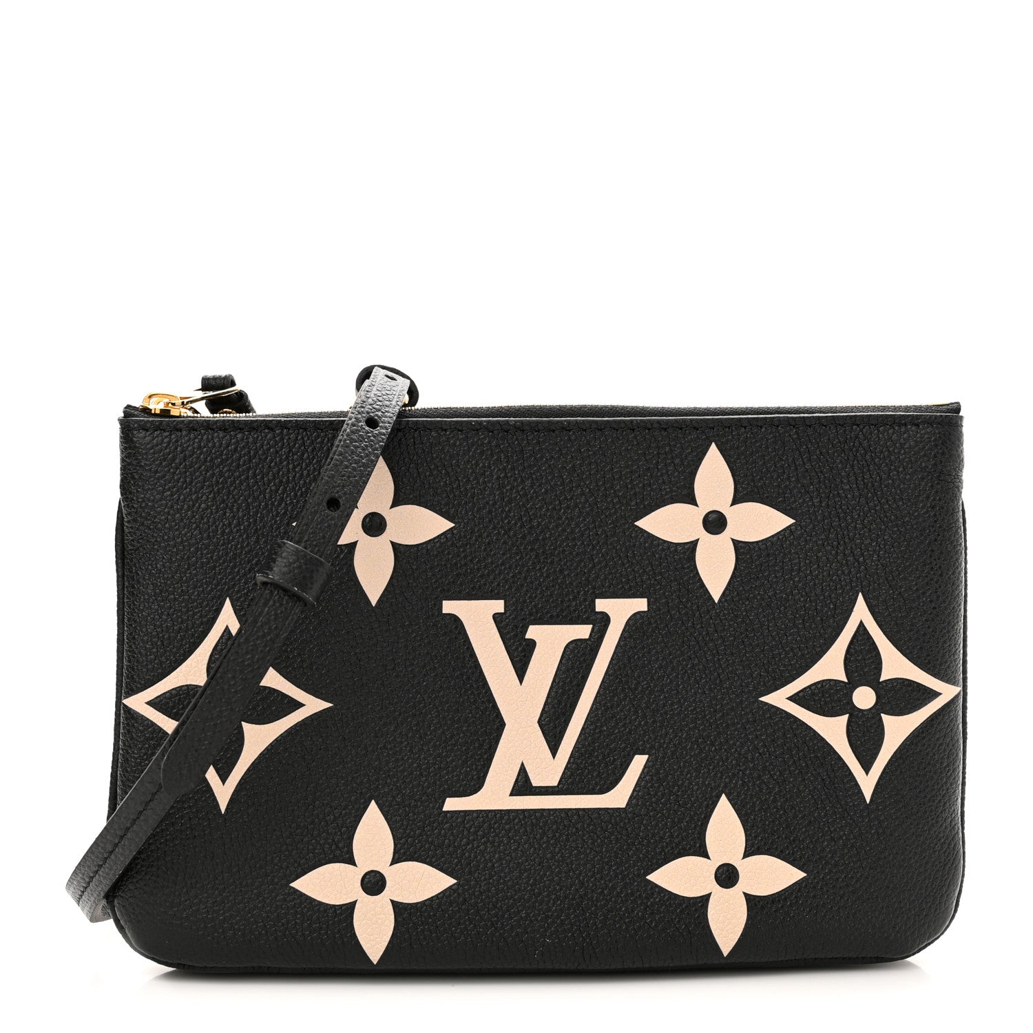 Louis Vuitton Empreinte Monogram Giant Double Zip Pochette Black Cream 1 of 11