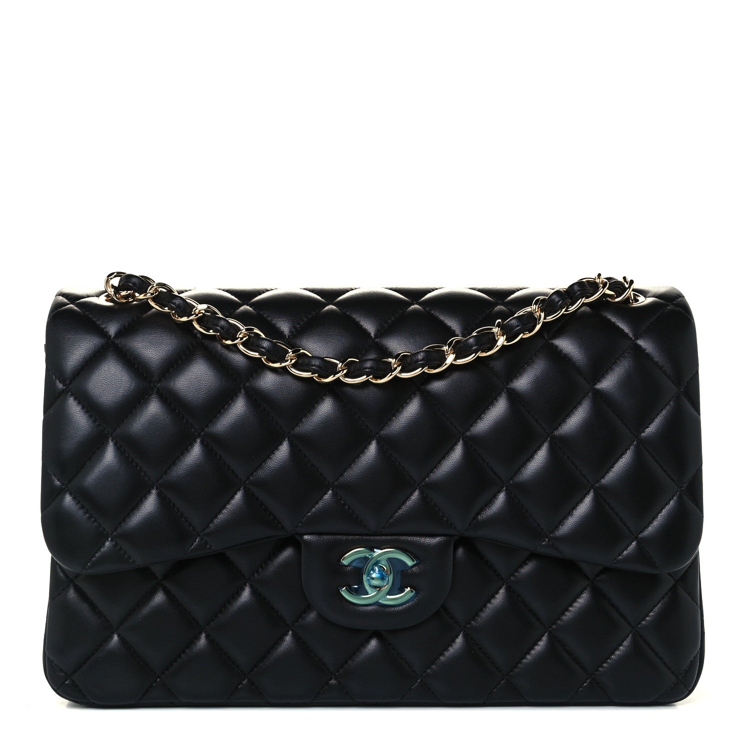 Chanel Lambskin Quilted Jumbo Double Flap Black 1 of 11