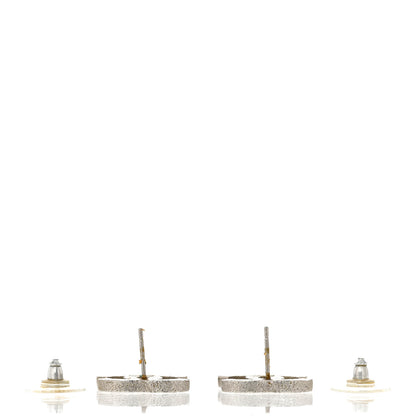 Chanel Glitter Enamel CC Earrings Silver White 3 of 5