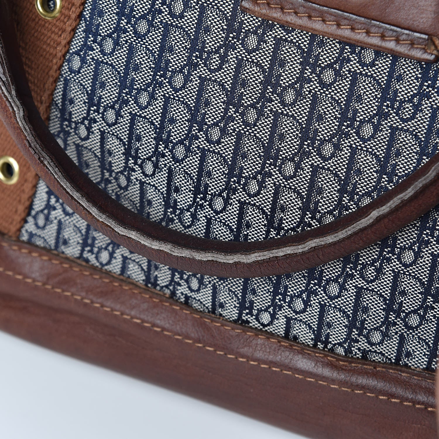 Christian Dior Monogram Tote Blue Brown 10 of 16