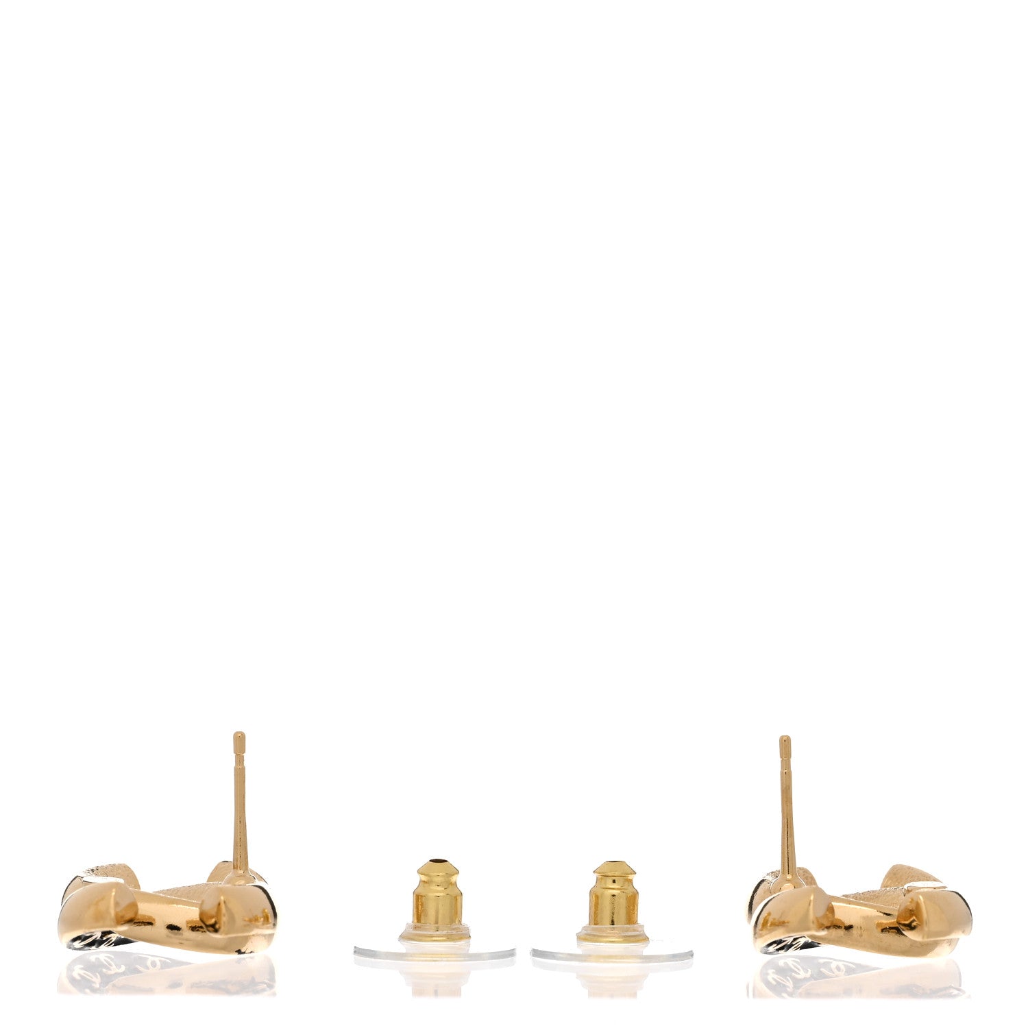 Chanel Enamel CC Logo Earrings Gold Black White 3 of 5