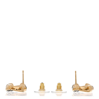 Chanel Enamel CC Logo Earrings Gold Black White 3 of 5