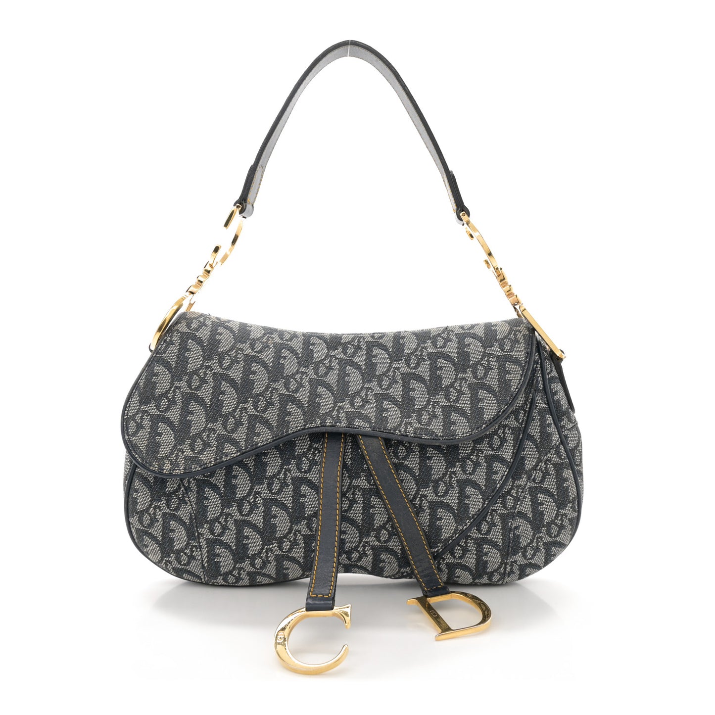 Monogram Double Saddle Bag Navy Blue