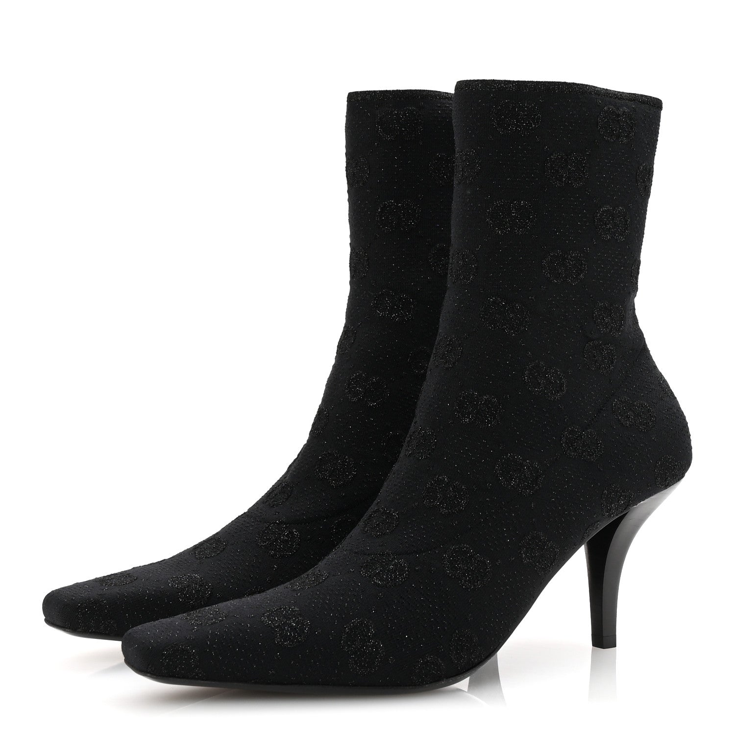 Gucci Technical Jersey Knit GG Monogram Square G 75mm Ankle Boots 39.5 Black 4 of 8