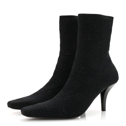 Gucci Technical Jersey Knit GG Monogram Square G 75mm Ankle Boots 39.5 Black 4 of 8