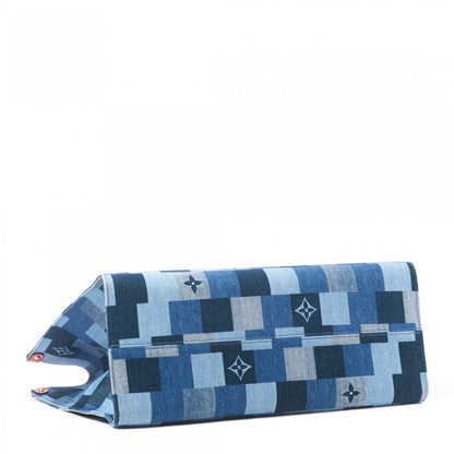 Louis Vuitton Denim Damier Monogram Onthego Blue Rouge 4 of 10