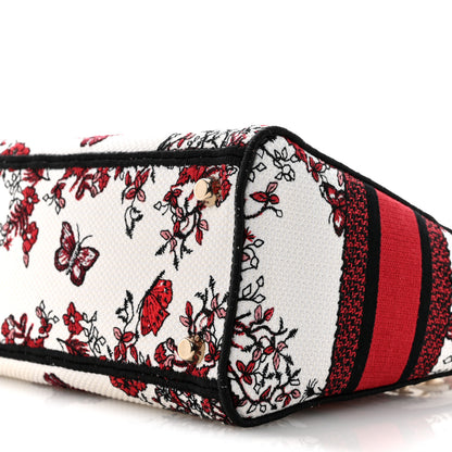 Christian Dior Canvas Le Coeur En Fleurs Embroidered Medium Lady D-Lite White Multicolor 10 of 12