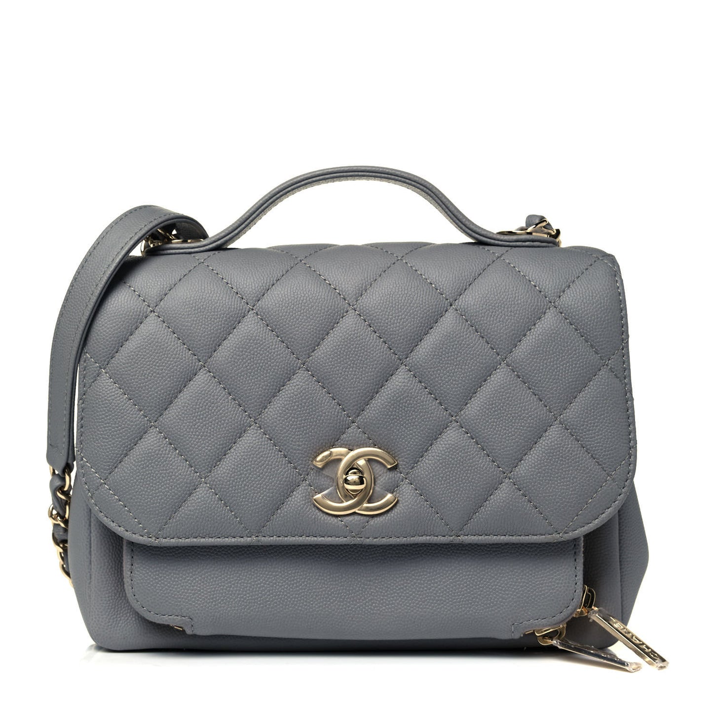 Caviar Quilted Medium Business Affinity Flap Grey