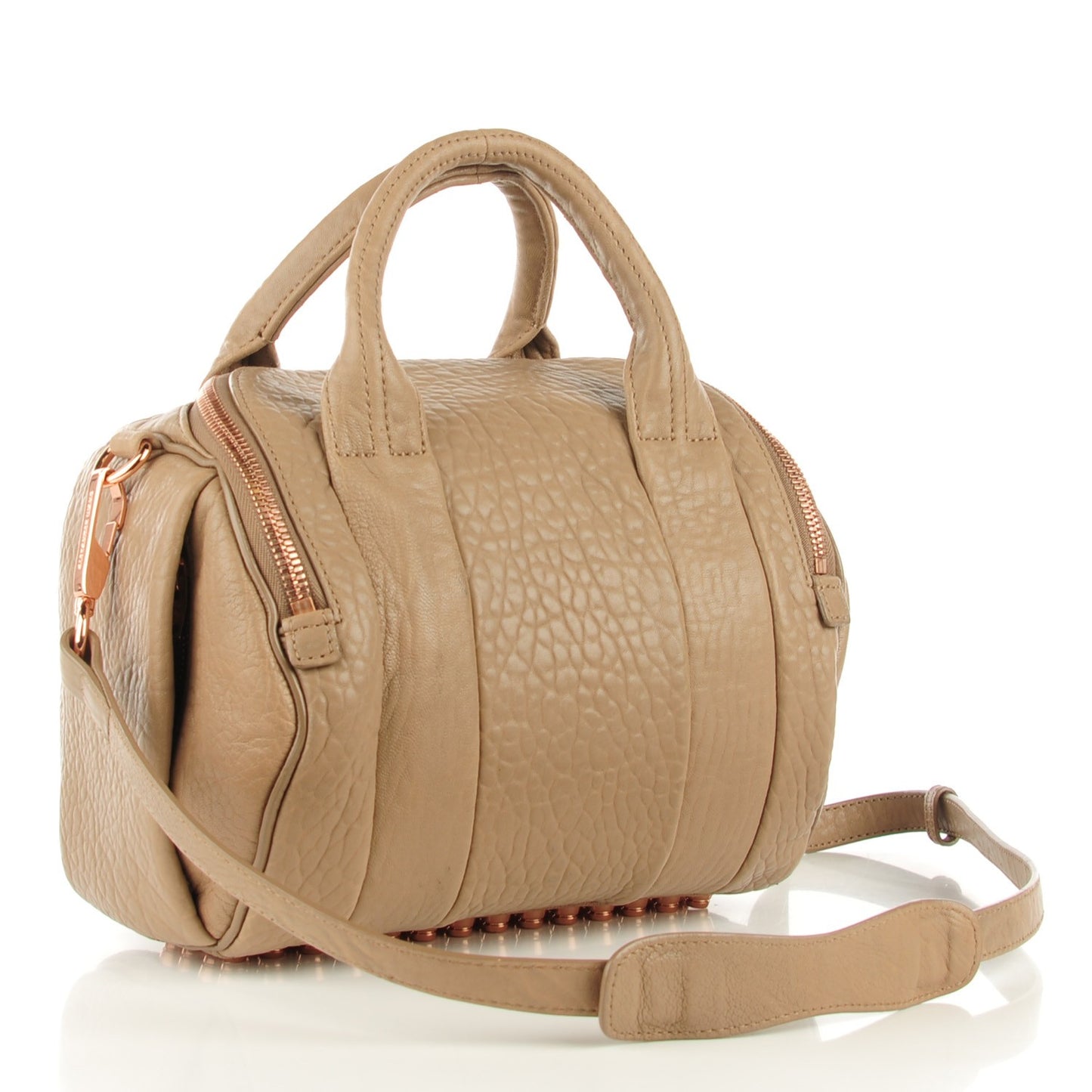 Pebbled Lambskin Rockie Latte Rose Gold Hardware