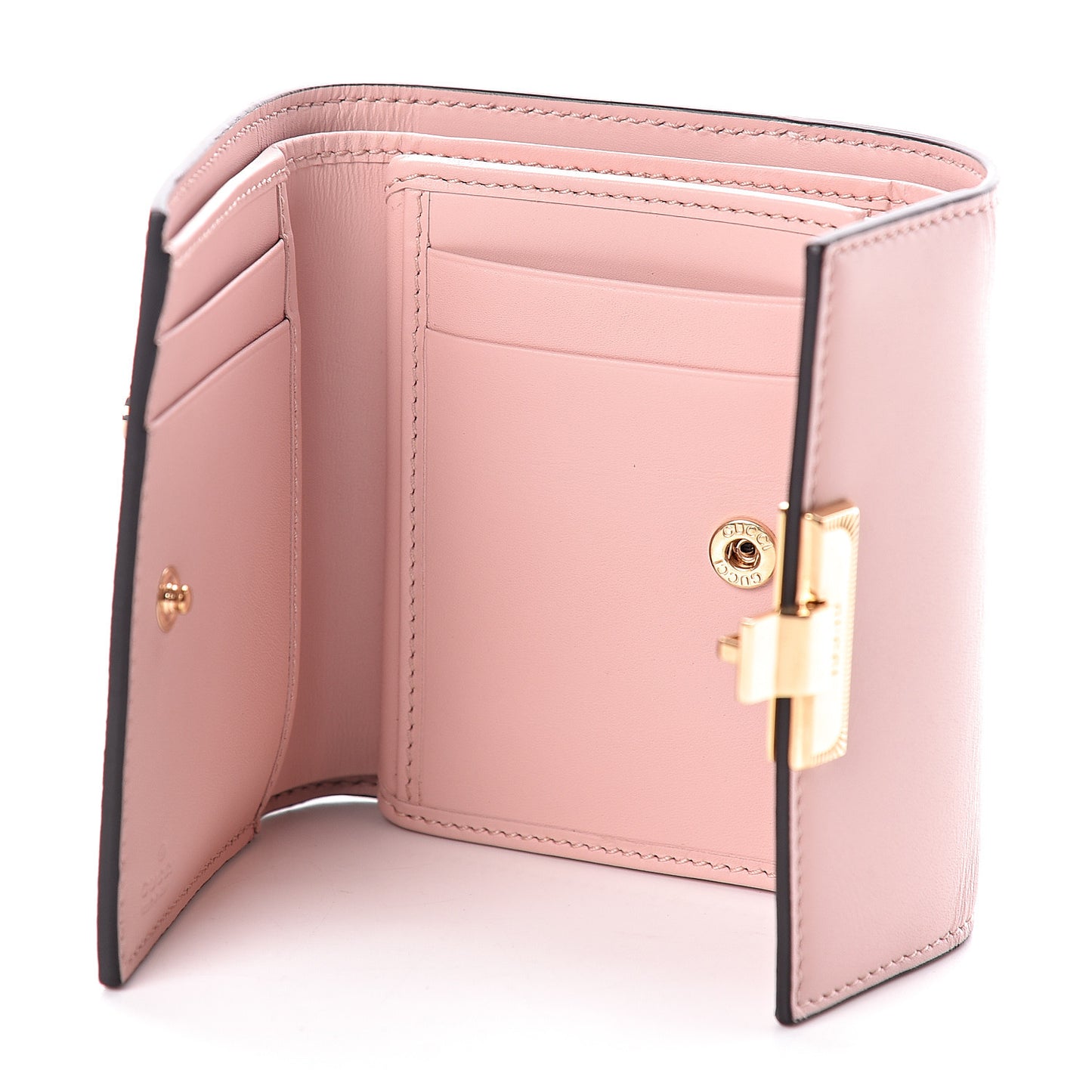 GG Supreme Monogram Calfskin Padlock Wallet Beige Perfect Pink