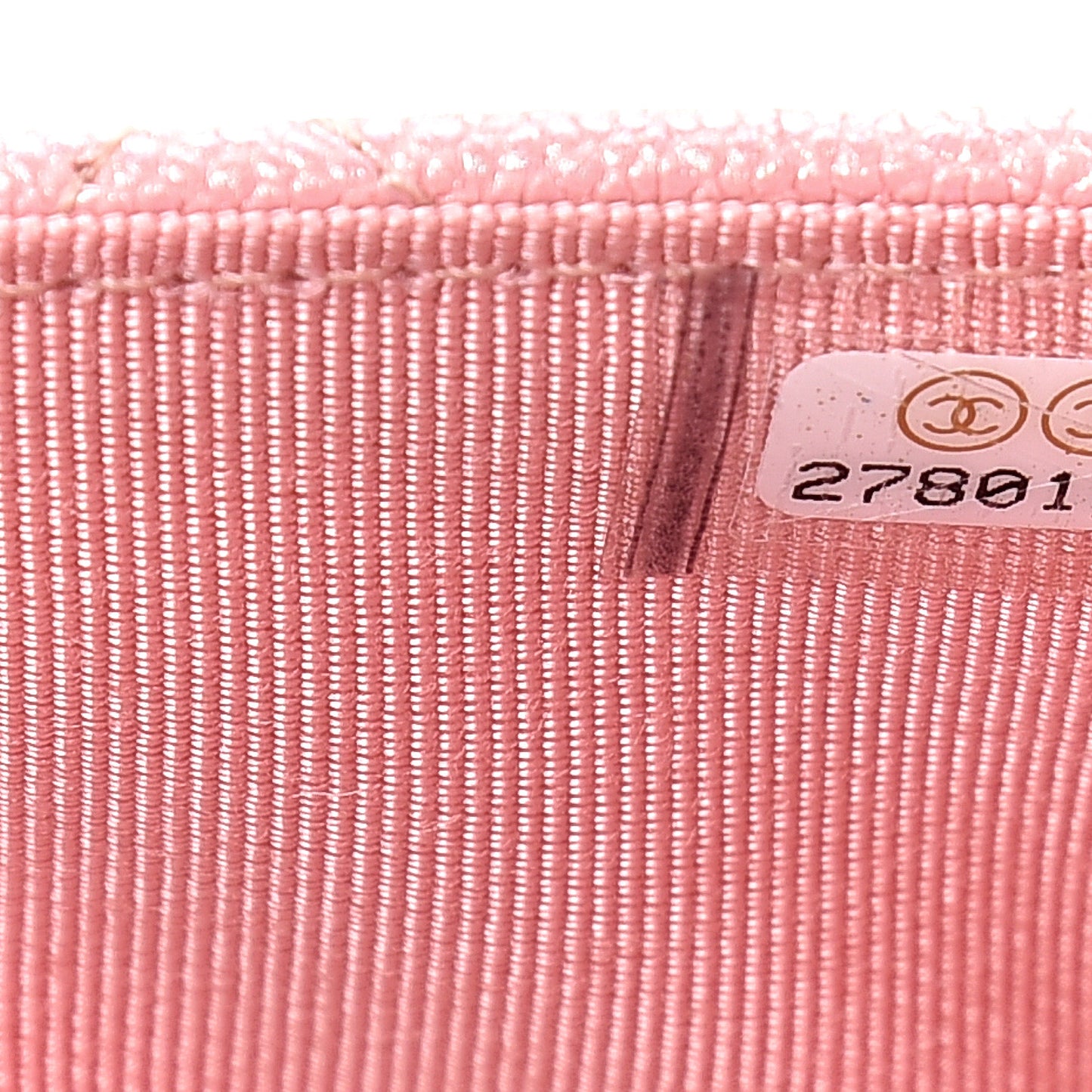 Iridescent Caviar Quilted Wallet on Chain WOC Rose Pink