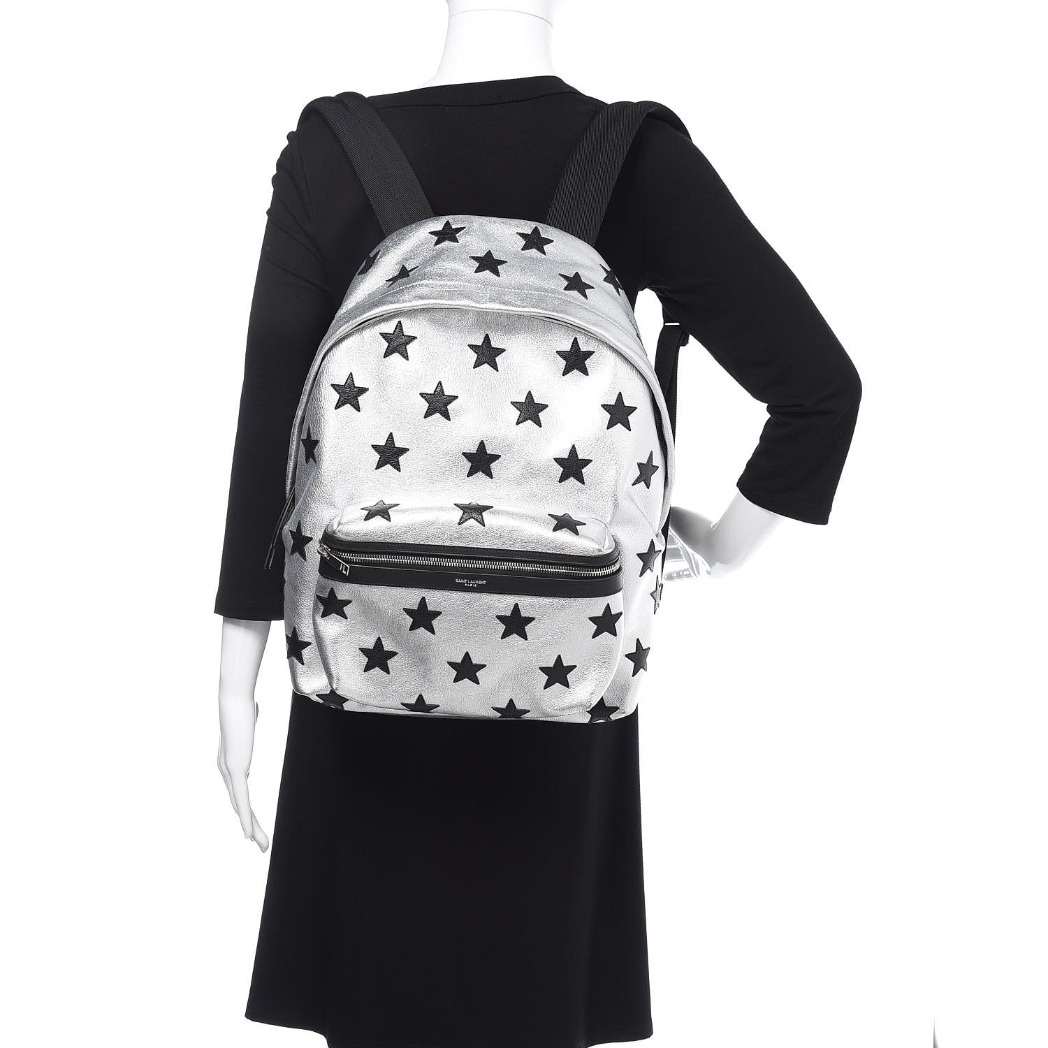 Saint Laurent Metallic Buffalo Star Hunting Backpack Silver Black 2 of 10