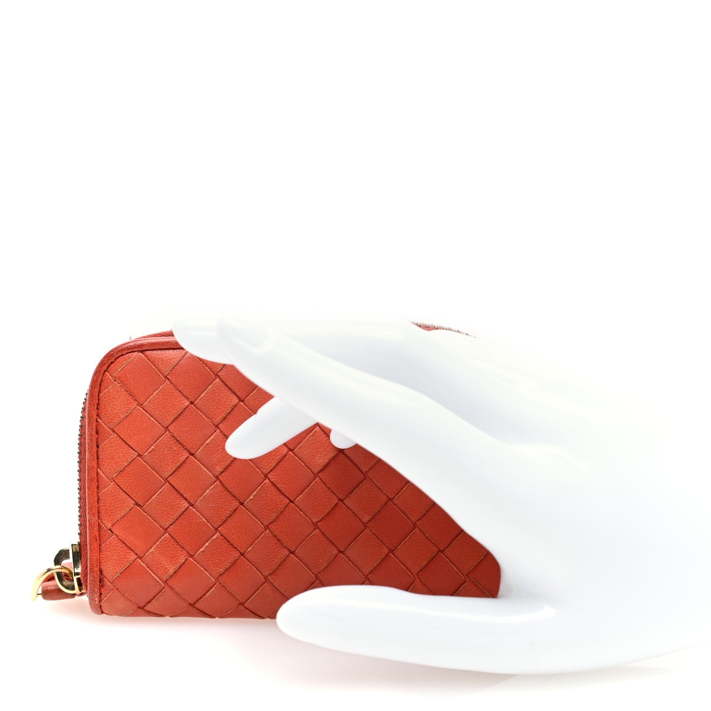 Nappa Intrecciato Zip Around Coin Purse Brique