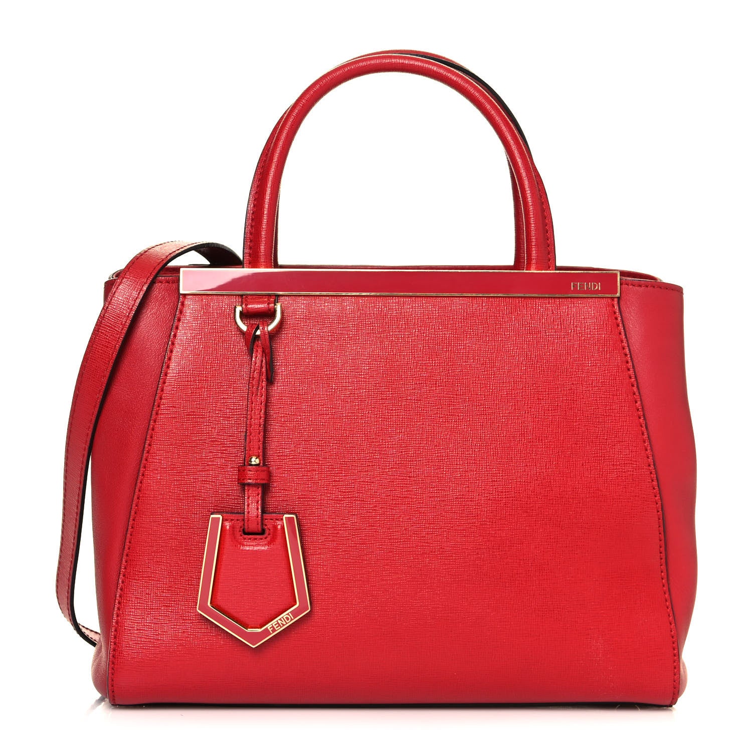 Fendi Vitello Elite Flamingo Petite 2Jours Tote Mattone 1 of 13
