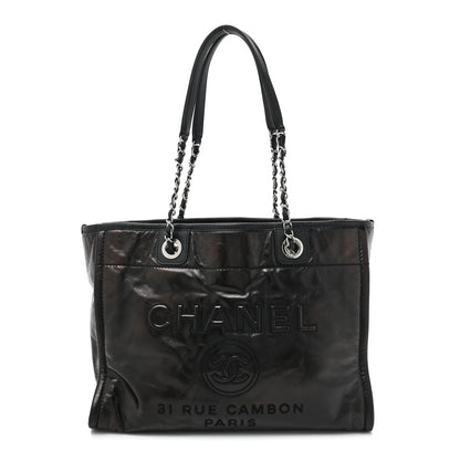 Chanel Glazed Calfskin Small Deauville Tote Black 1 of 12