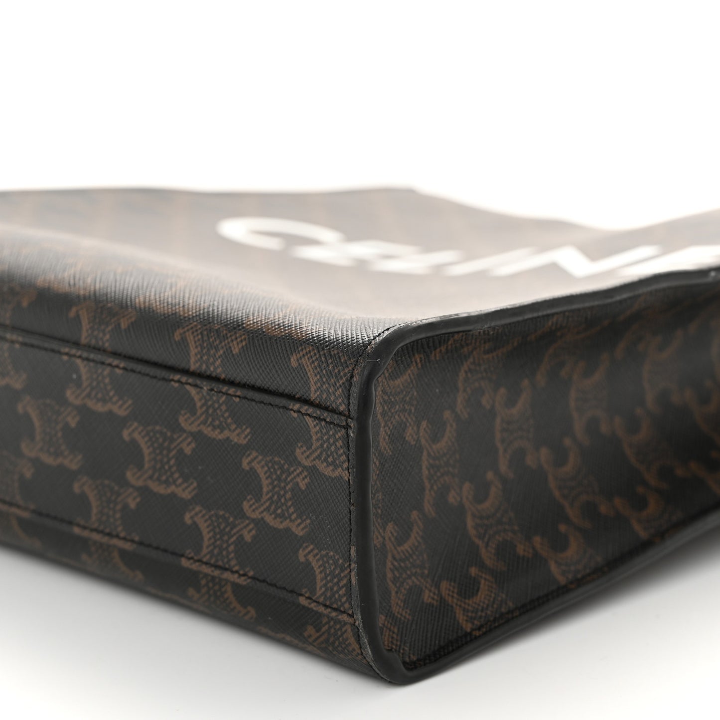 Triomphe Canvas Calfskin Small Vertical Cabas Tan