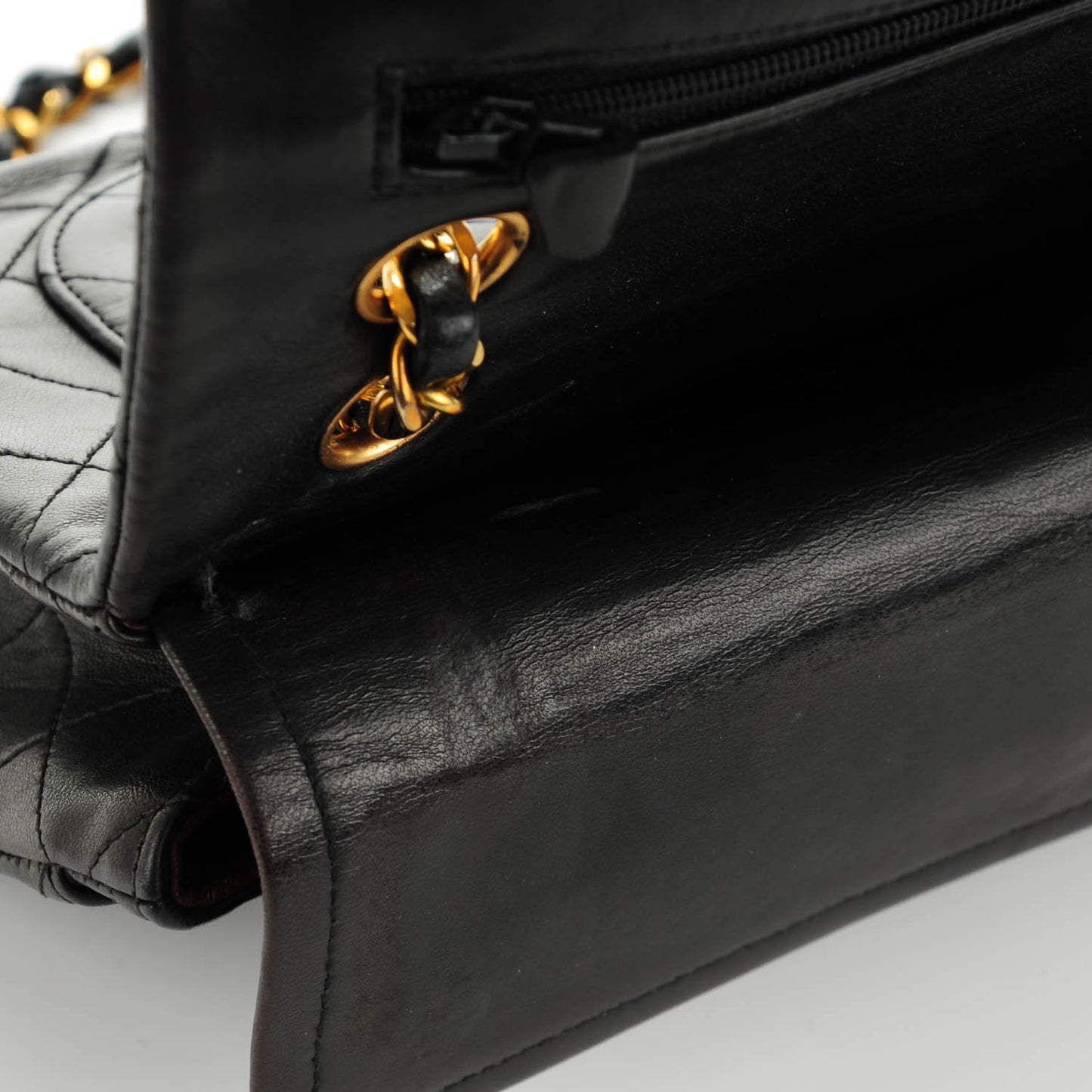 Lambskin Quilted Small Double Flap Black