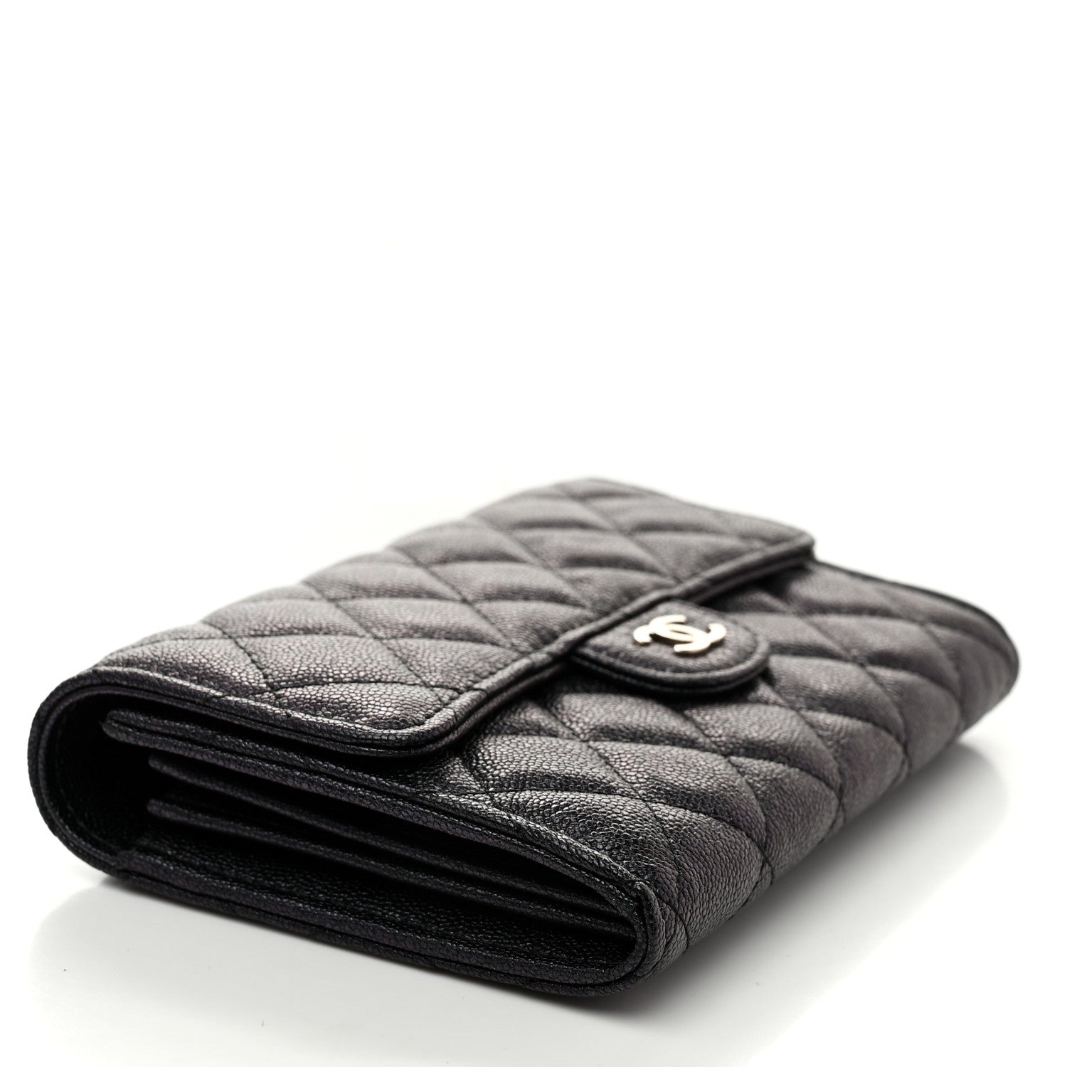 Chanel Iridescent Caviar Quilted Medium Flap Wallet Black 4 of 10