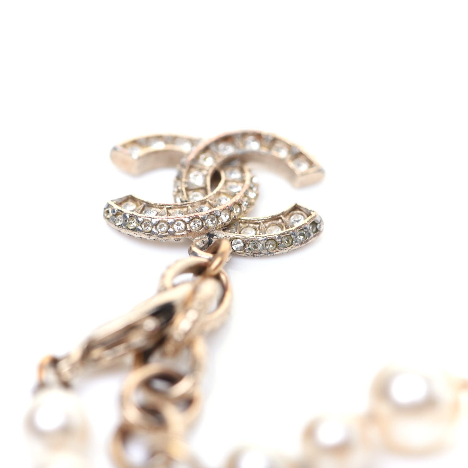 Chanel Graduated Pearl Crystal CC Bracelet Gold 11 of 11