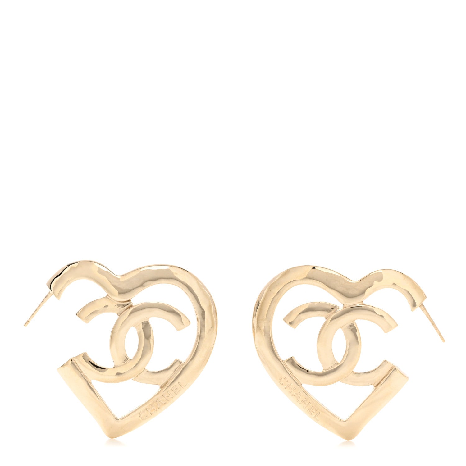 Chanel Metal CC Heart Coco In Love Hoop Earrings Gold 1 of 6