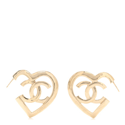 Chanel Metal CC Heart Coco In Love Hoop Earrings Gold 1 of 6