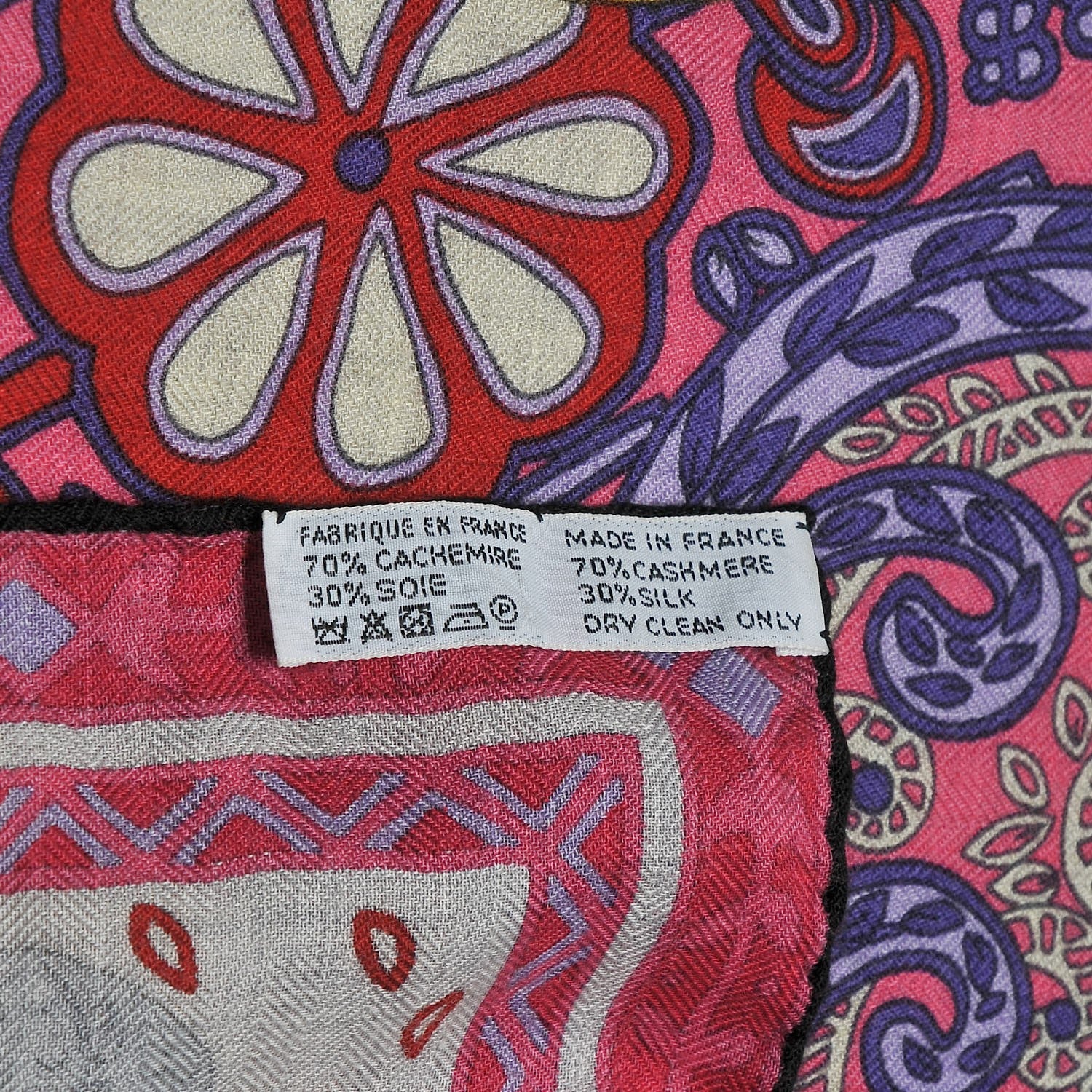 Hermes Cashmere Silk Cavaliers du Caucase Shawl 140 Gris Claire Fuchsia Vert 3 of 6