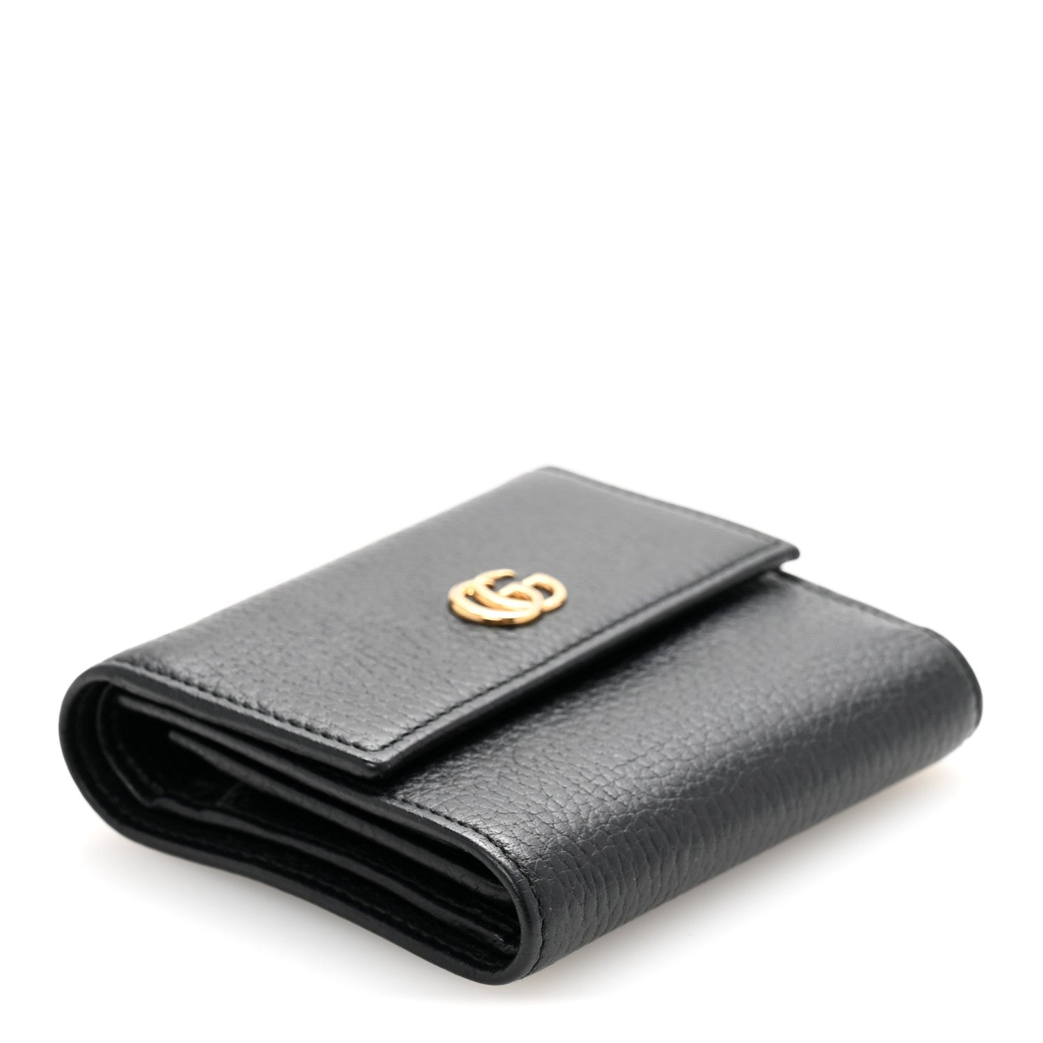 Gucci Dollar Calfskin GG Marmont Tri-Fold Wallet Black 4 of 9