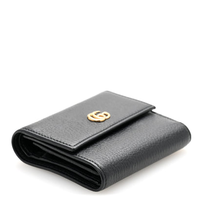Gucci Dollar Calfskin GG Marmont Tri-Fold Wallet Black 4 of 9