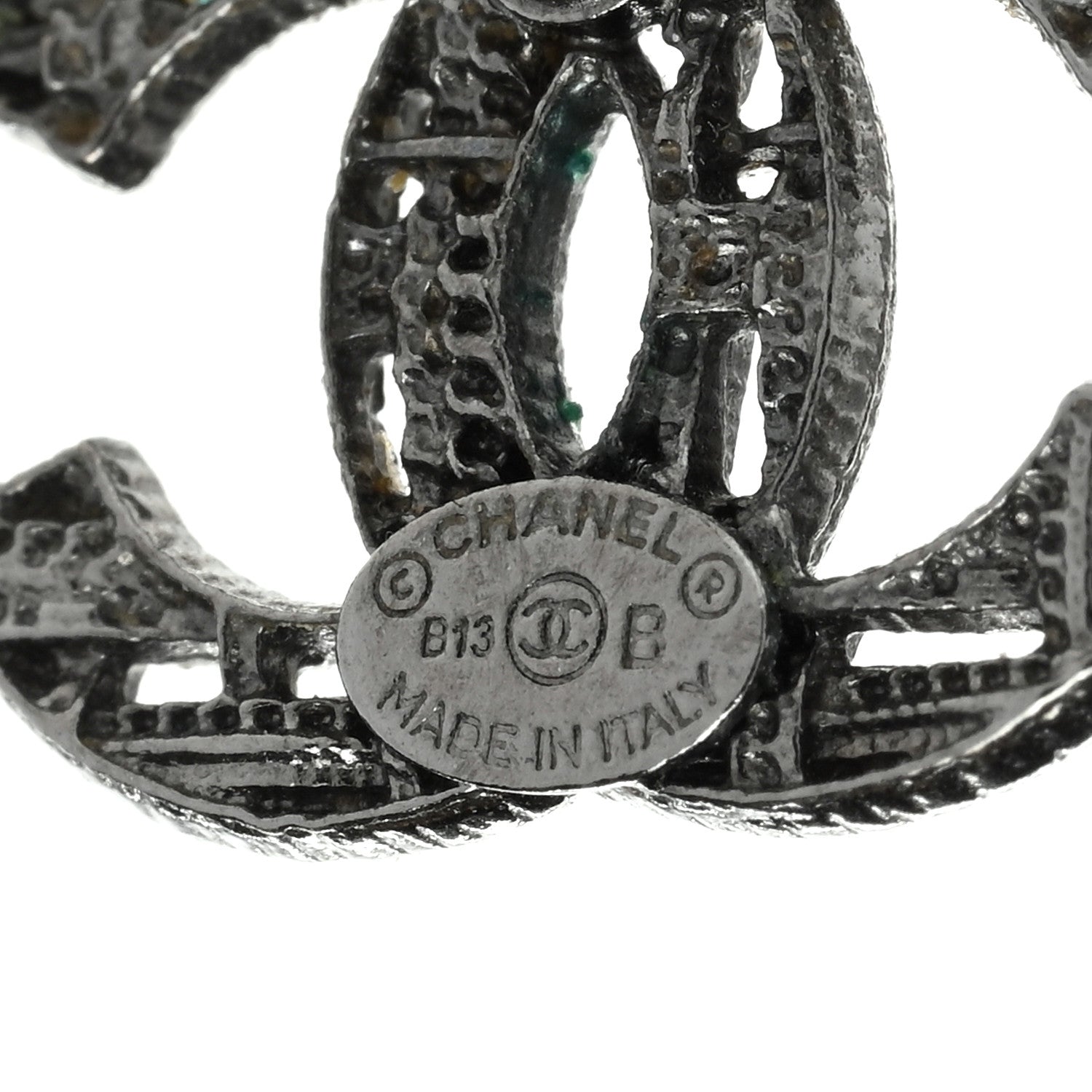 Chanel Tweed Effect CC Earrings Silver 3 of 5