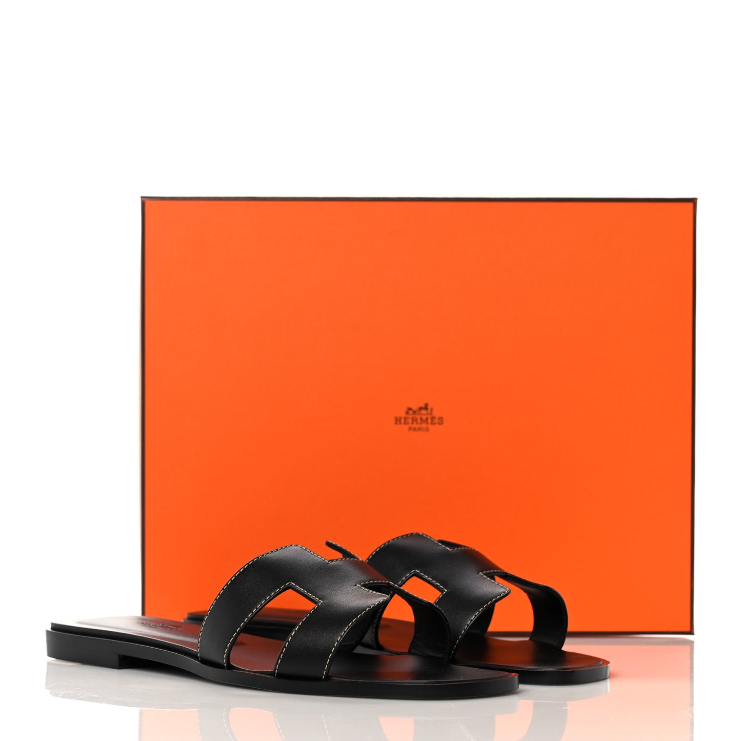 Box Calfskin Oran Sandals 38.5 Black