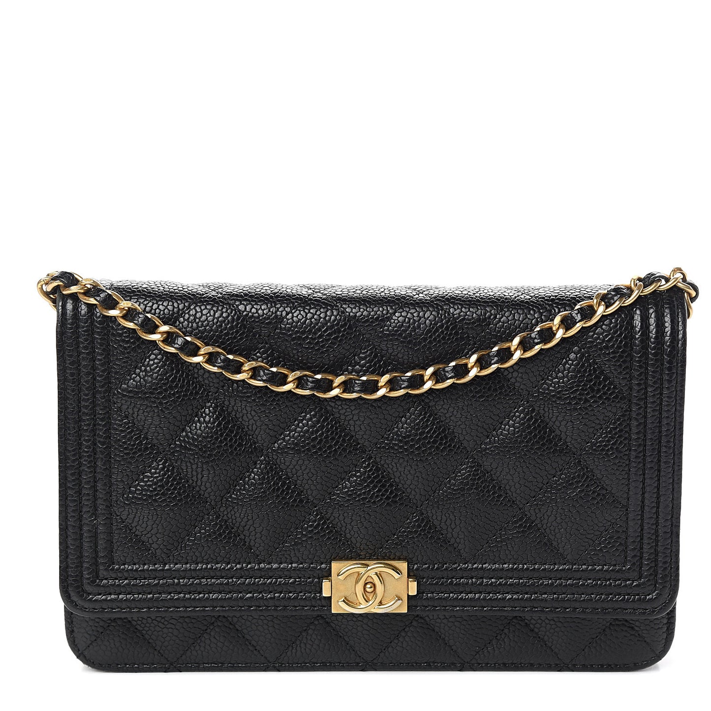 Caviar Quilted Boy Wallet On Chain WOC Black
