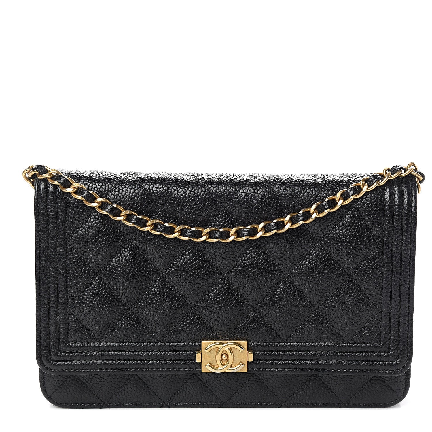 Chanel Caviar Quilted Boy Wallet On Chain WOC Black 1 of 10
