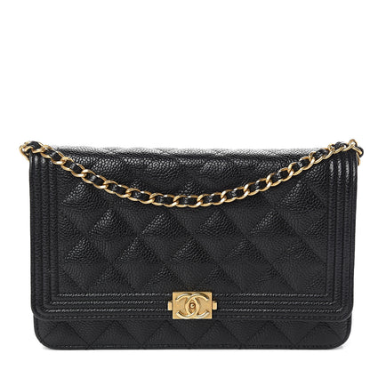 Chanel Caviar Quilted Boy Wallet On Chain WOC Black 1 of 10