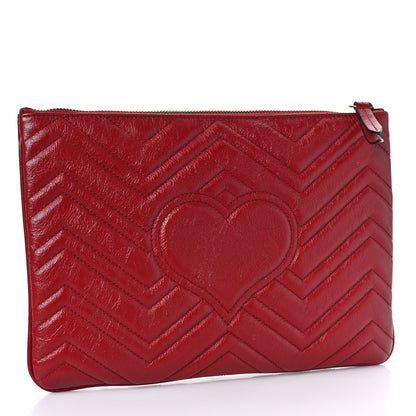 Gucci Azalea Calfskin Matelasse Heart GG Marmont Zip Pouch Romantic Cerise 3 of 12