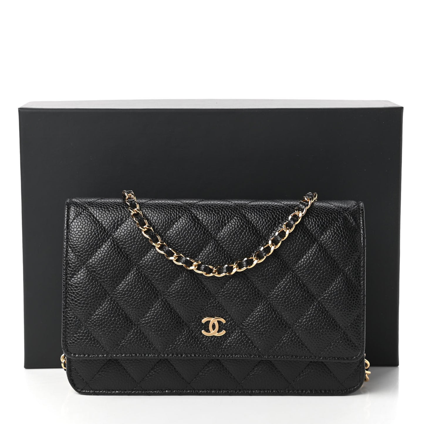 Caviar Quilted Wallet On Chain WOC Black