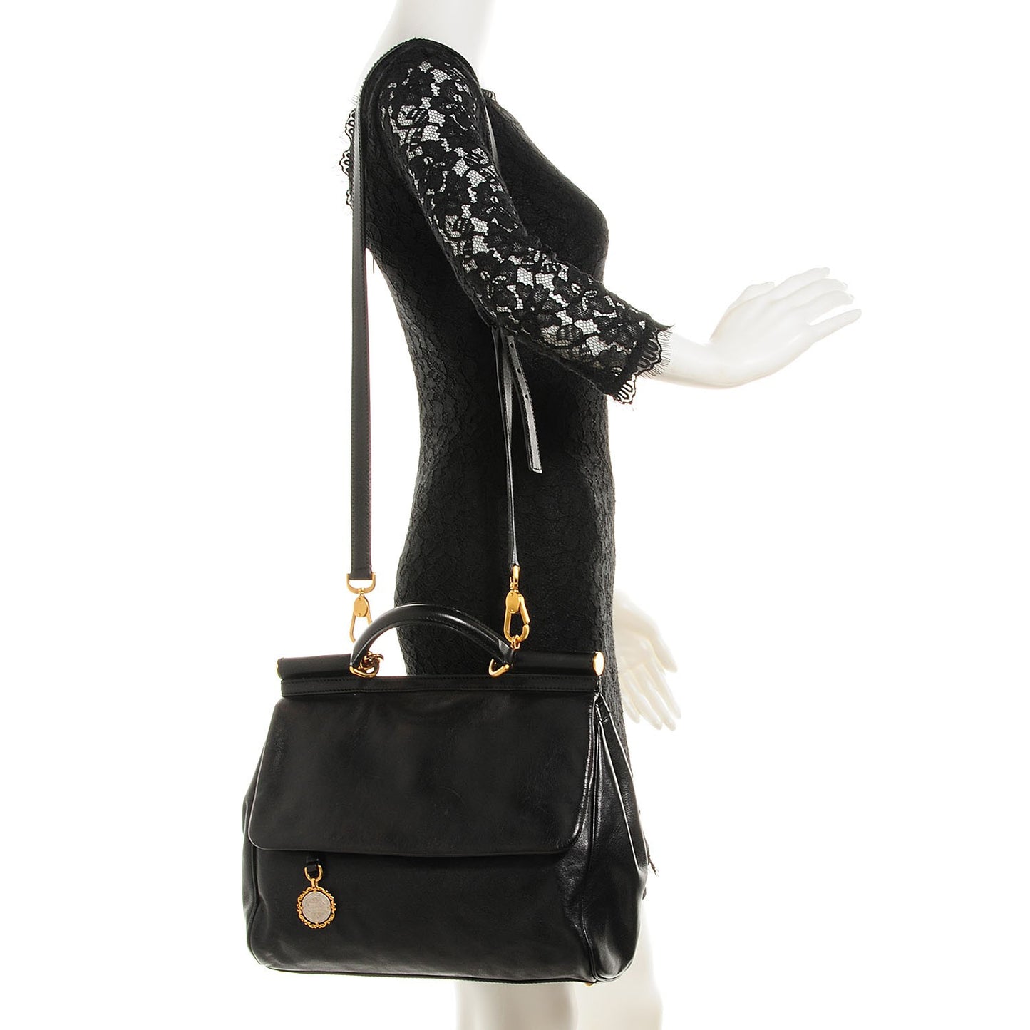 Deerskin Large Miss Sicily Satchel Black