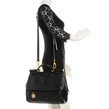Dolce & Gabbana Deerskin Large Miss Sicily Satchel Black 2 of 9