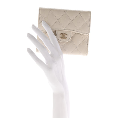 Chanel Caviar Quilted Compact Flap Wallet White 2 of 7
