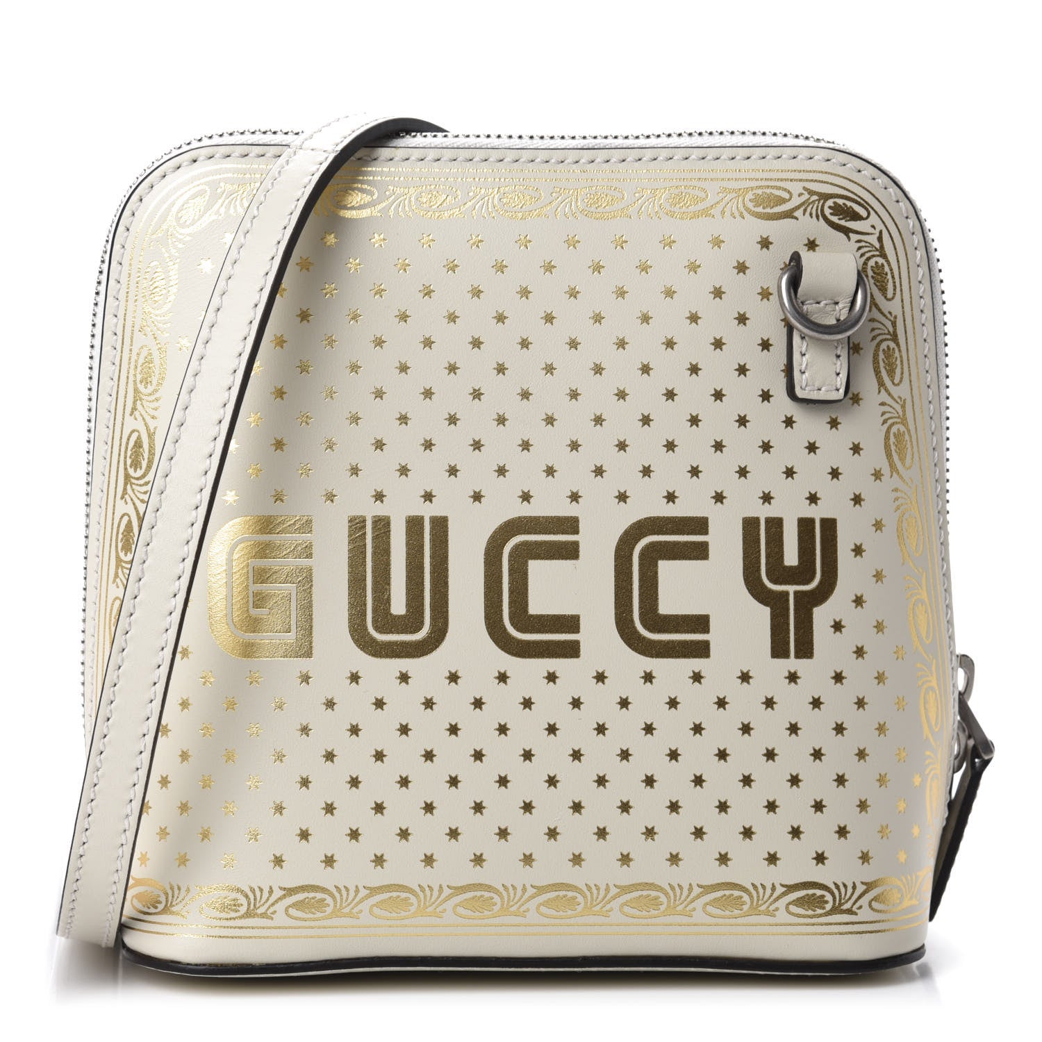 Gucci X SEGA Calfskin GUCCY Stars Mini Dome Shoulder Bag Mystic White Gold 1 of 11