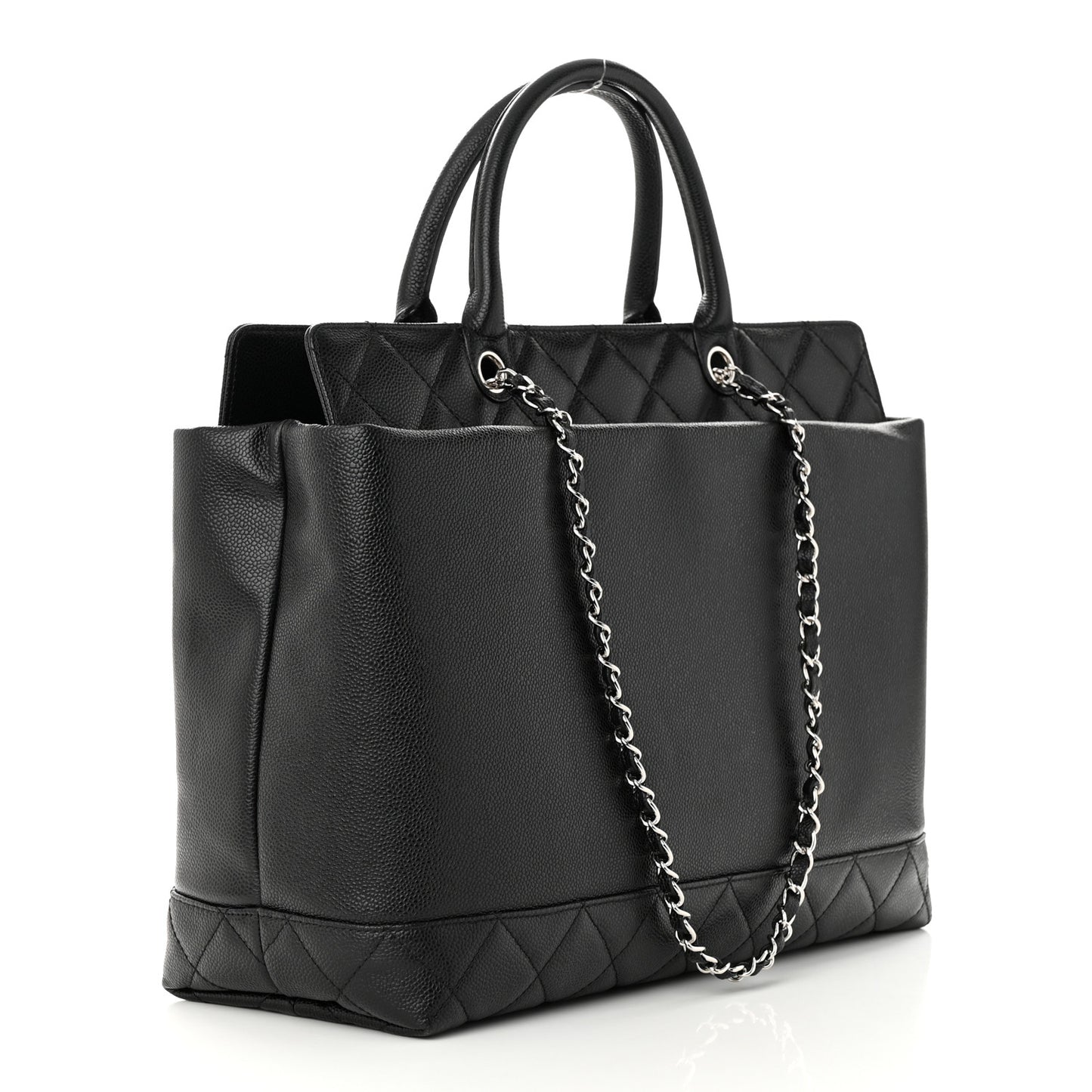 Caviar Large Soft CC Top Handle Tote Black