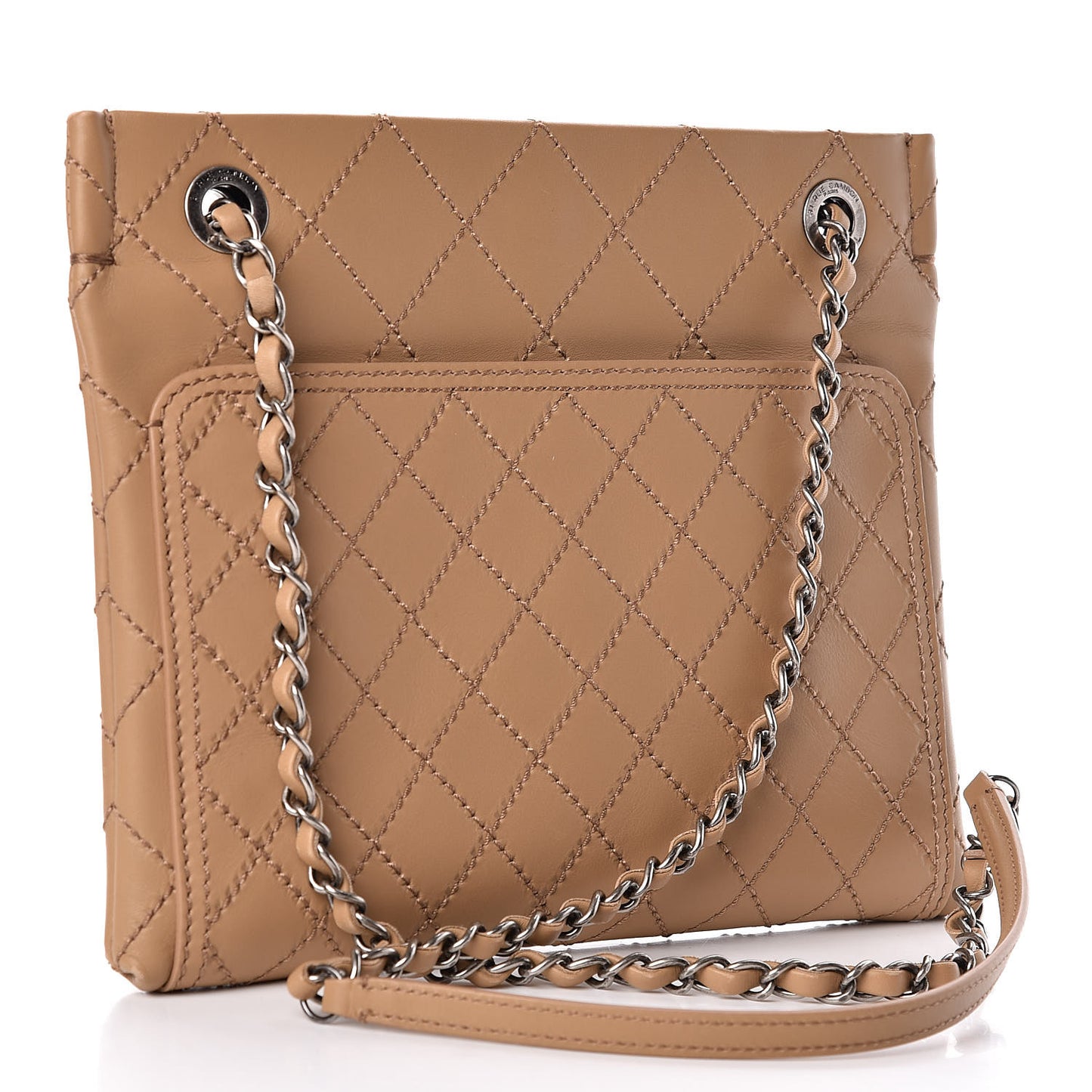 Calfskin Wild Stitch Small Shopping Tote Beige