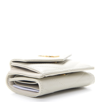 Saint Laurent Grain De Poudre Matelasse Chevron Monogram Tiny Wallet Soft Cream 4 of 8